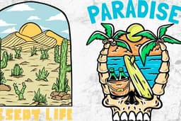 DESAIN KAOS (sehari jadi) TEMA PANTAI TENGKORAK ALAM DLL