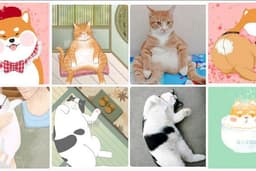 Ilustrasi Lucu Gemas Fanart untuk Pet Hewan Peliharaan Kucing, Anjing dll