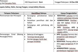 Jasa Pembuatan dokumen Job Safety Analysis (JSA)