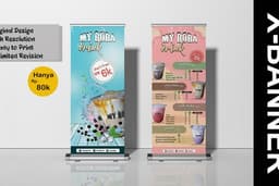 DESAIN BANNER / SPANDUK / ROLL UP BANNER UNTUK USAHA 1 HARI JADI