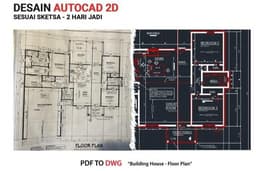 Desain AutoCAD 2D (Arsitek Denah, Electrical, Blueprint, dll) 1-2 Hari Jadi