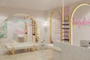 Desain Interior Salon Nail dan Waxing dengan Gaya Chic dan Girly