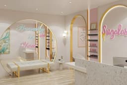 Desain Interior Salon Nail dan Waxing dengan Gaya Chic dan Girly