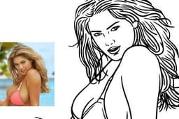 Line art drawing, sketsa hitam putih