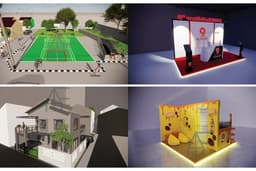 Jasa membuat 3D bangunan, furniture, booth dll, Render hasil 3d dan lembar kerja