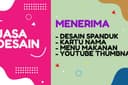 JASA DESAIN SPANDUK, KARTU NAMA, MENU MAKANAN, & YOUTUBE THUMBNAIL.