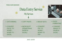 Data entry: Pengetikan, Data Mining, Rekap data, Convert format (word, excel, sheets, docs, dll)