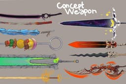 weapon design, item game, and concept art