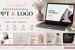 Desain PPT Profesional, Logo Minimalis & Konten Visual Modern