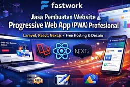 Jasa Website & PWA Profesional (Laravel, React, Next.js) + Free Hosting & Desain