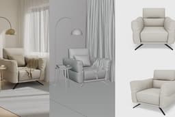 3D model furniture render realistic dan aestetic