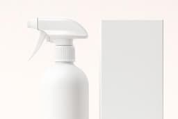 3D Rendering Clean dan Profesional Produk Botol Spray + Box