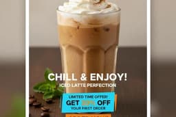 iced Latte Promotion with Discount and Order Now Button vector art Flyer