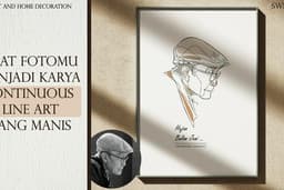 gambar potrait dan ilustrasi dengan gaya line art.