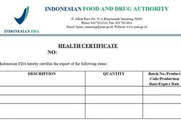 Pembuatan Surat Keterangan Ekspor (Health Certificate, Certificate of Free Sale)