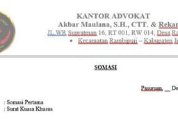 Somasi Jawaban Somasi, Gugatan, Eksepsi.